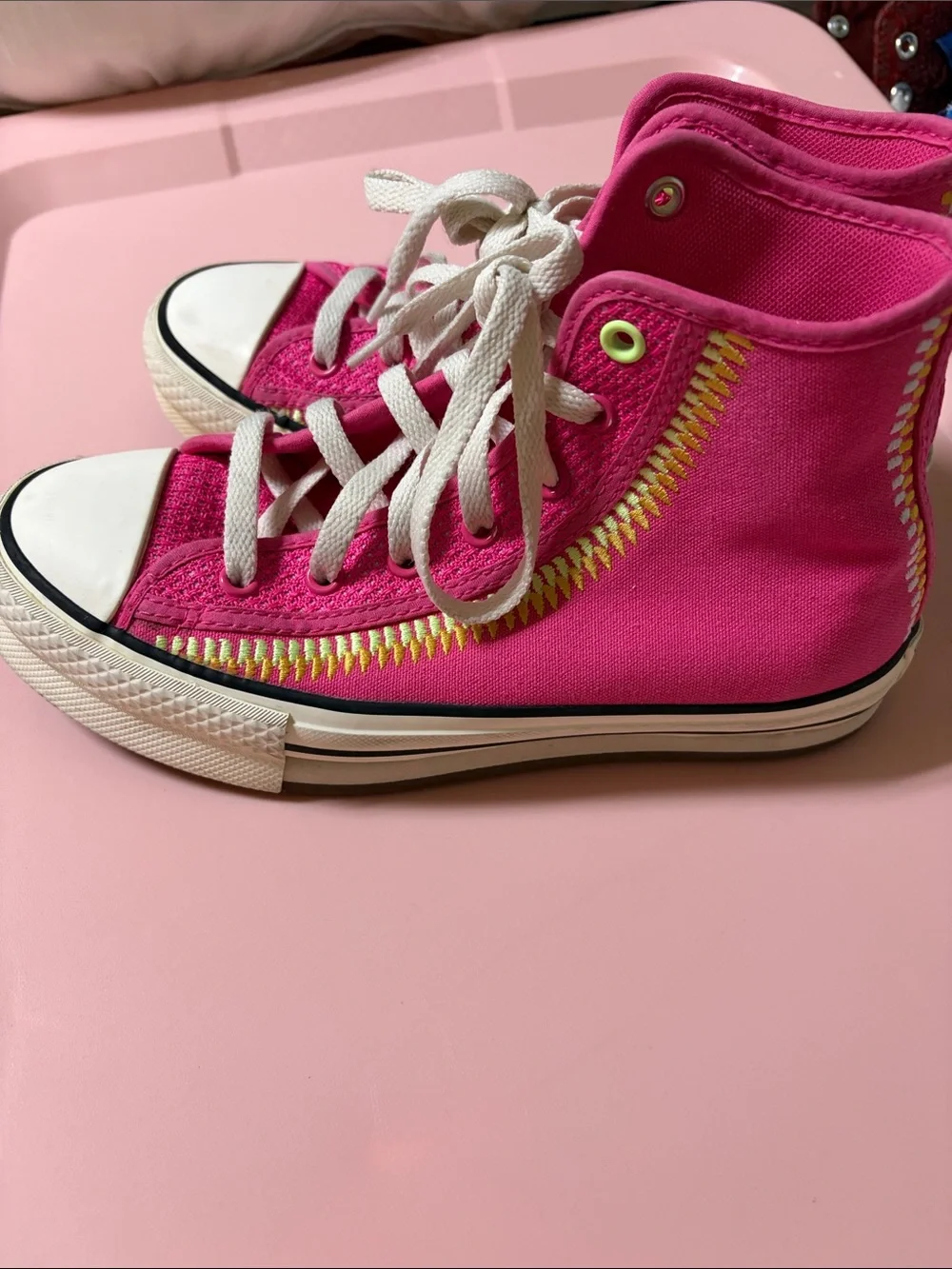 Converse Kids High-Top Sneakers in Bright Pink with White Accents